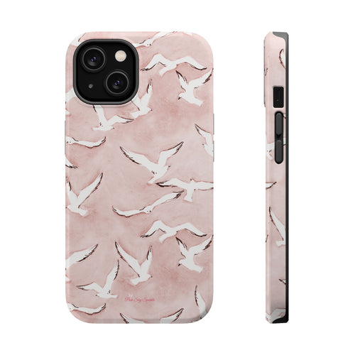 Pink Seagull Print Magnetic iPhone Case