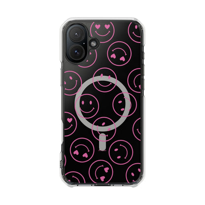 Pink Smilies Magnetic Clear Impact iPhone Case