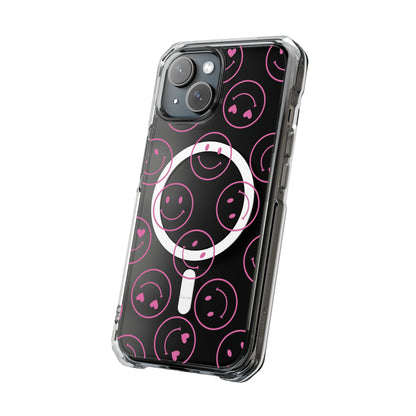 Pink Smilies Magnetic Clear Impact iPhone Case