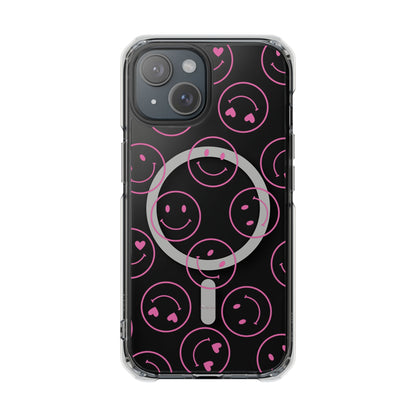 Pink Smilies Magnetic Clear Impact iPhone Case