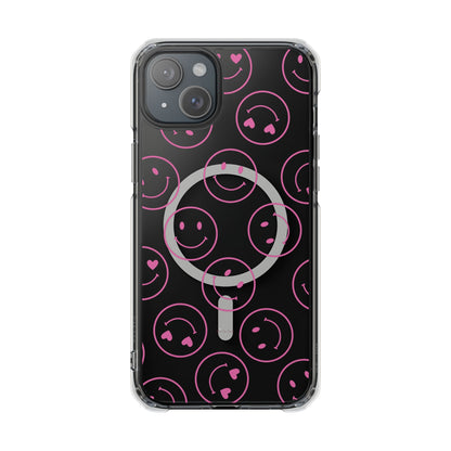 Pink Smilies Magnetic Clear Impact iPhone Case