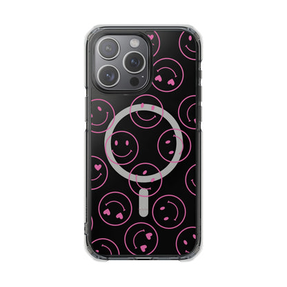 Pink Smilies Magnetic Clear Impact iPhone Case