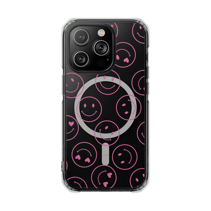 Pink Smilies Magnetic Clear Impact iPhone Case