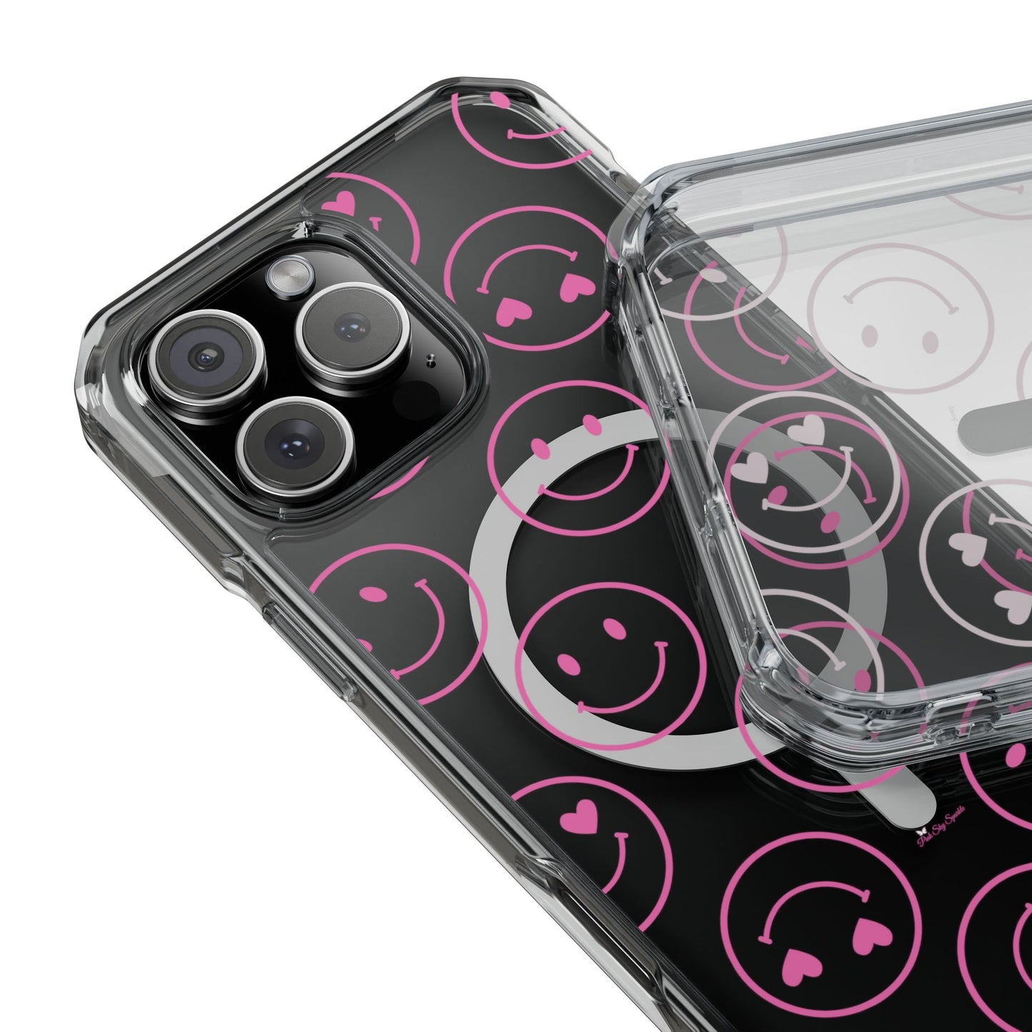 Pink Smilies Magnetic Clear Impact iPhone Case