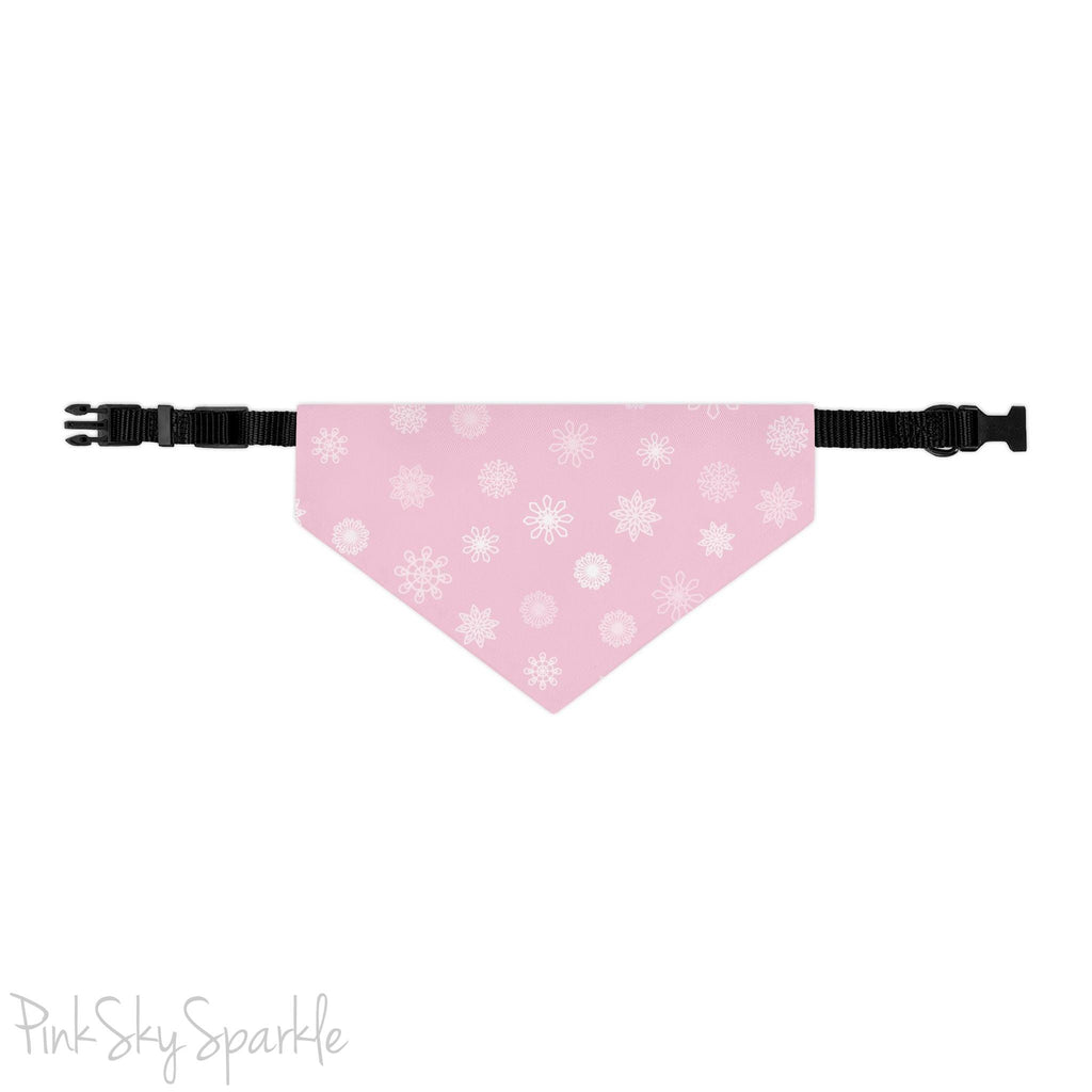 Pink Snowflake Pet Bandana with Adjustable Collar – Winter & Holiday Pet Accessory