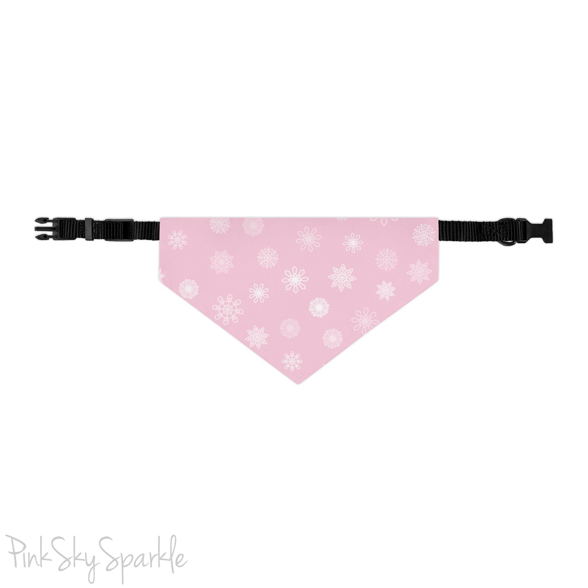 Pink Snowflake Pet Bandana with Adjustable Collar – Winter & Holiday Pet Accessory
