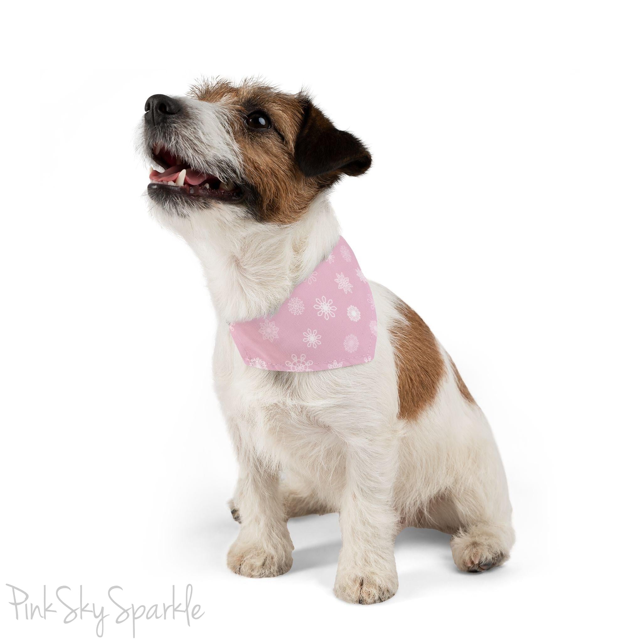 Pink Snowflake Pet Bandana with Adjustable Collar – Winter & Holiday Pet Accessory