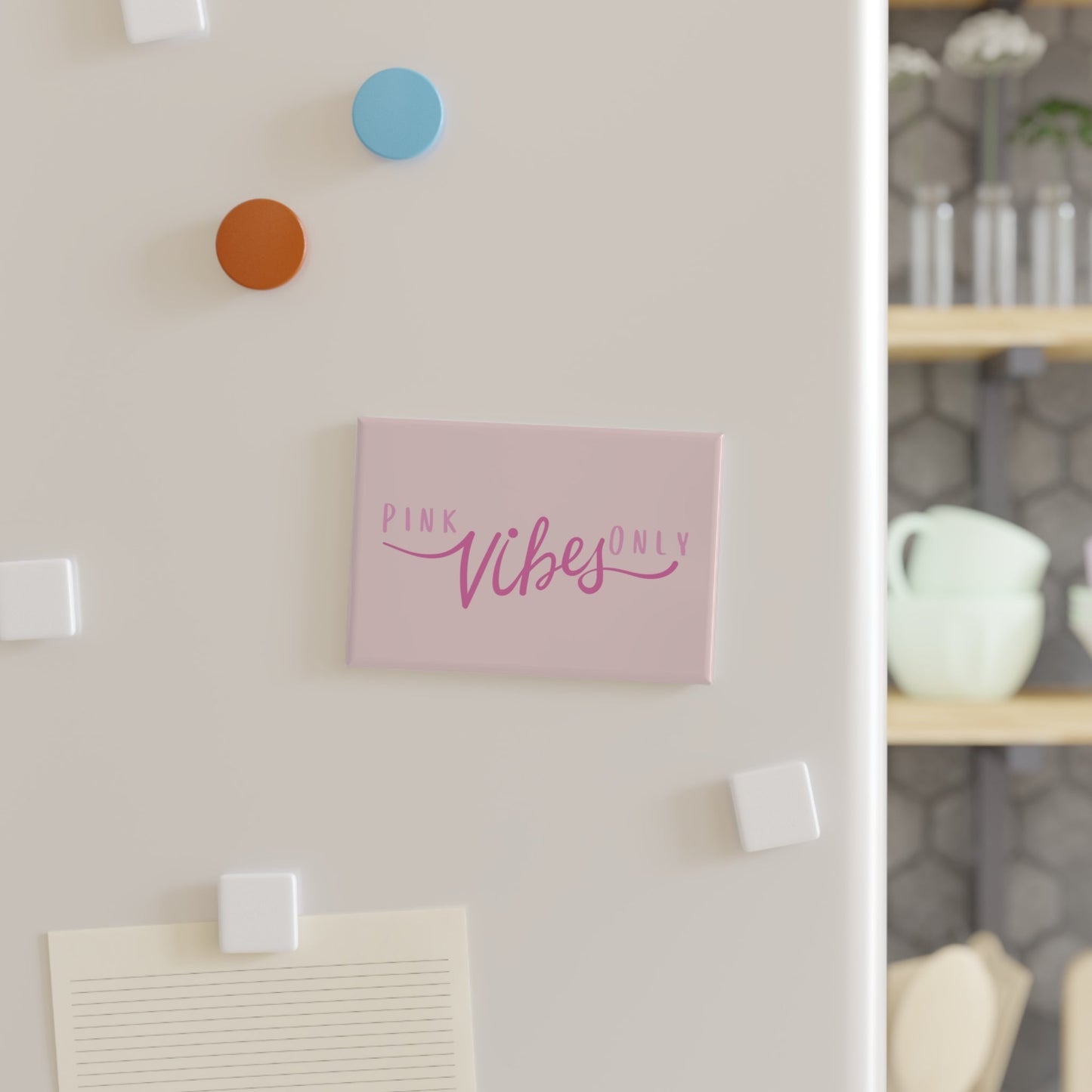 Pink Vibes Only Rectangle Button Magnet