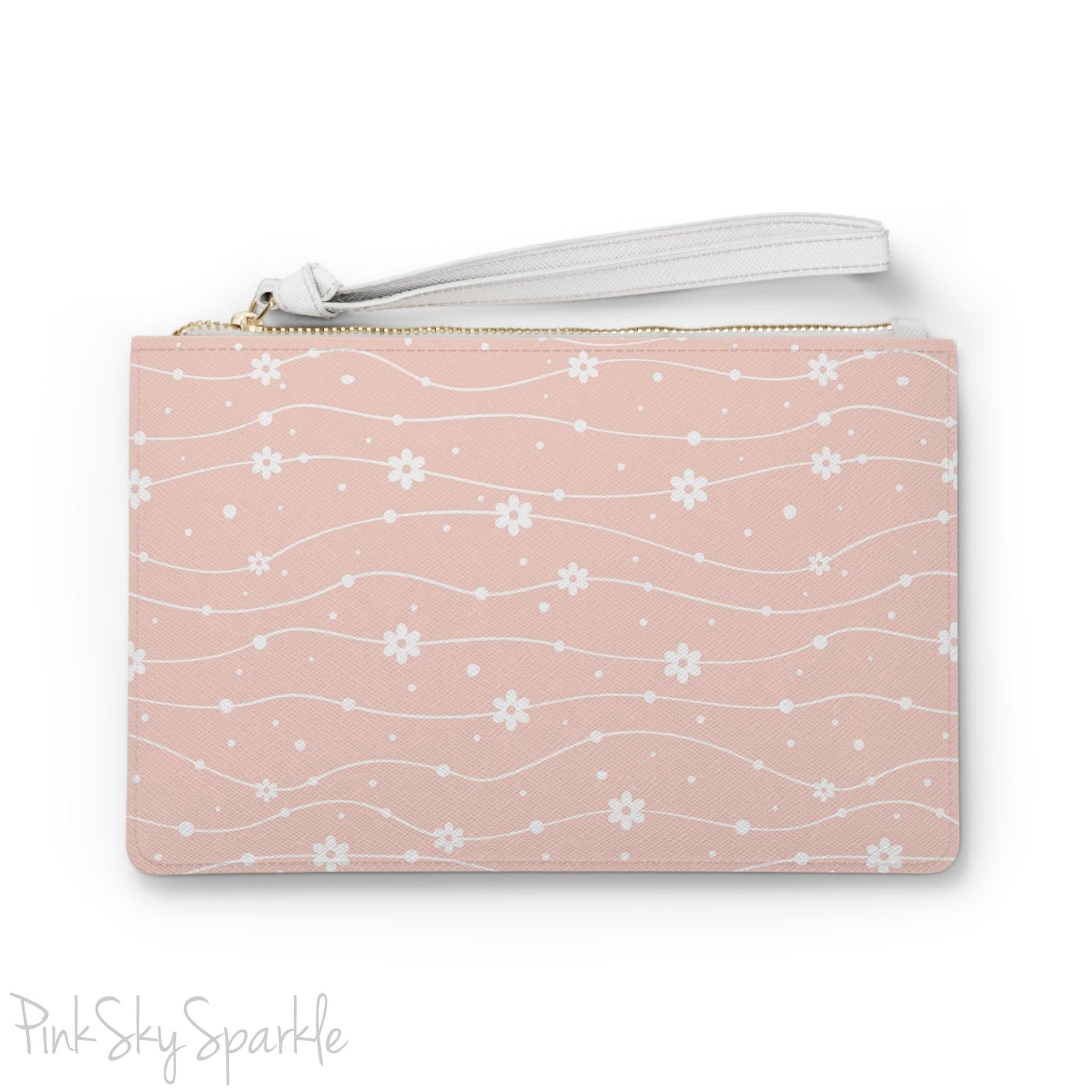 Pink Wavy Daisy Clutch Bag