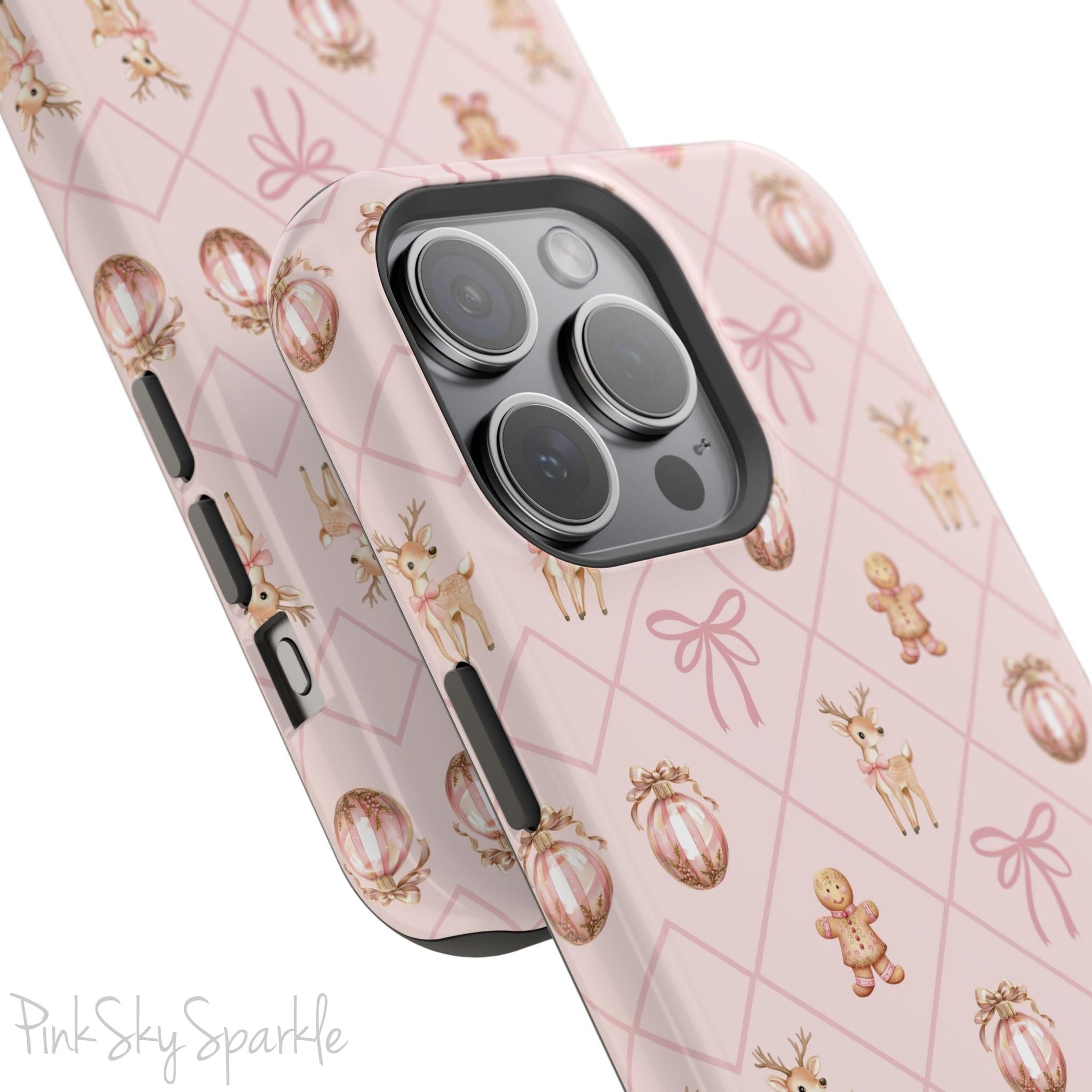 Pink Whimsical Holiday Magnetic iPhone Case