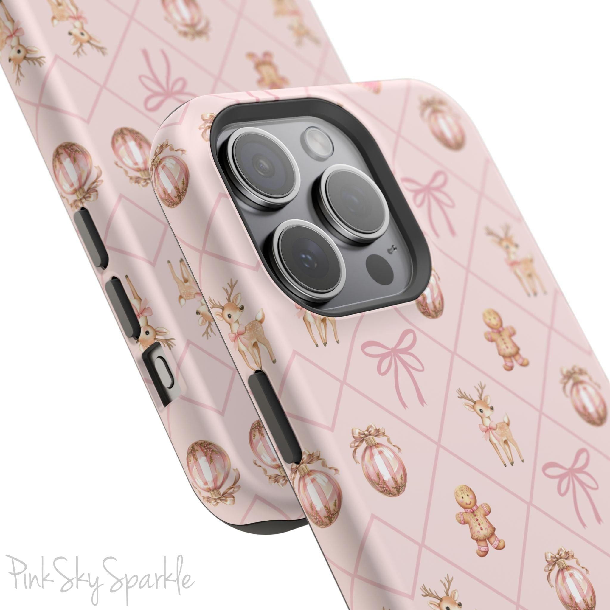 Pink Whimsical Holiday Magnetic iPhone Case