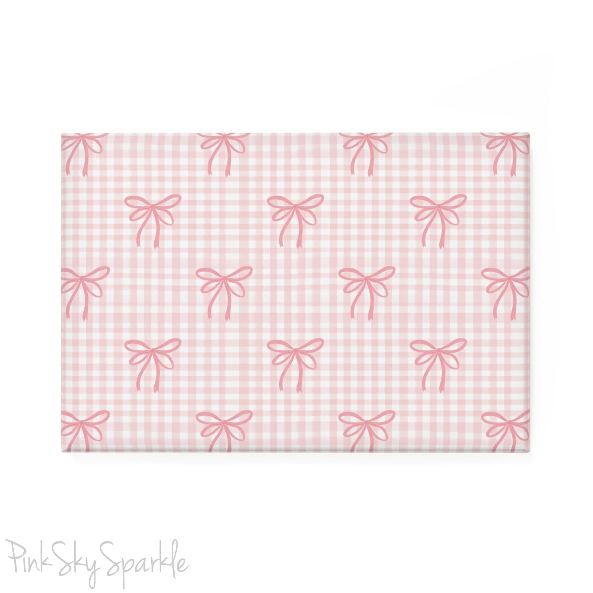 Pink Gingham and Coquette Rectangle Button Magnet - Cute vintage-inspired magnet with pink gingham pattern and delicate coquette accents. Ideal for gifting, fridge decor, and adding a charming touch to any space.