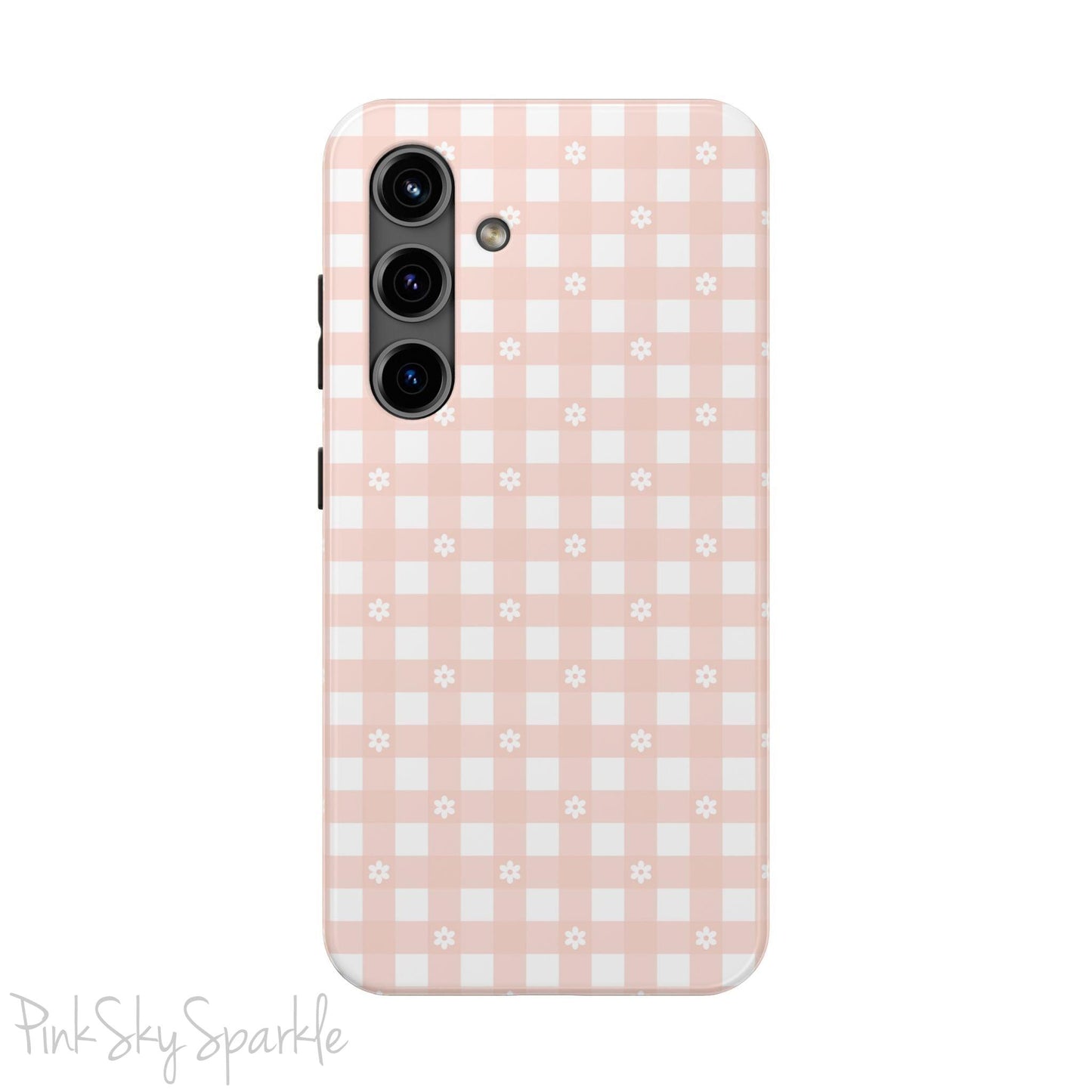 Pink Gingham and Daisy Samsung Galaxy Phone Case