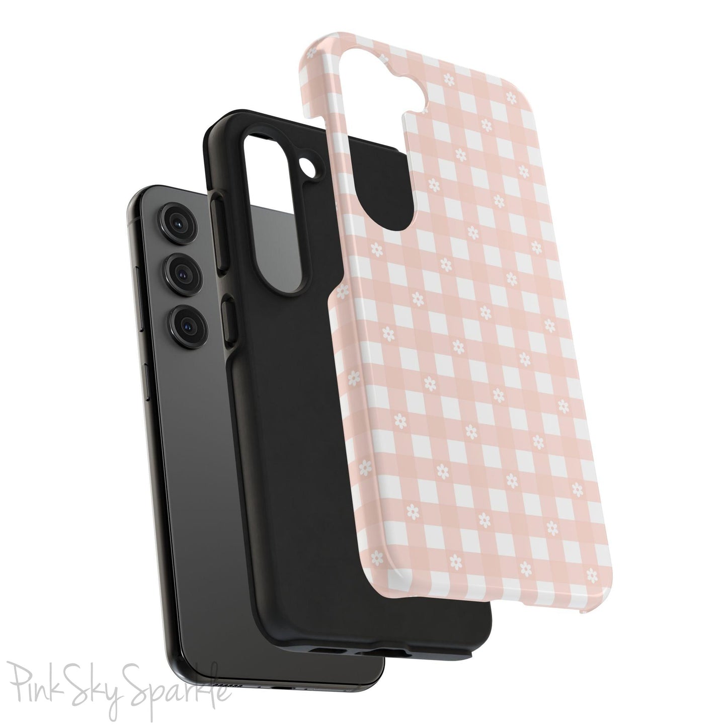 Pink Gingham and Daisy Samsung Galaxy Phone Case