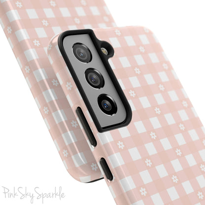 Pink Gingham and Daisy Samsung Galaxy Phone Case