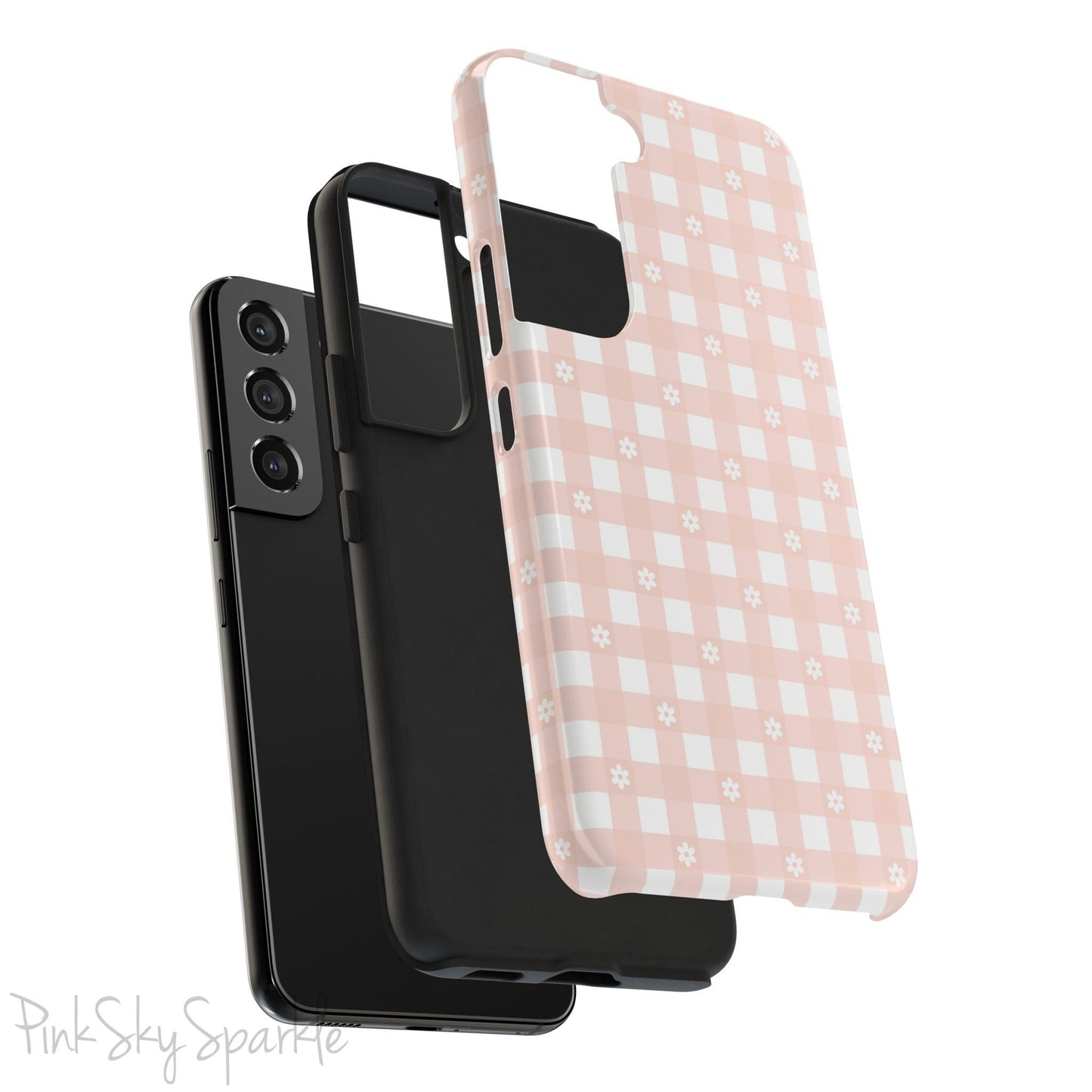 Pink Gingham and Daisy Samsung Galaxy Phone Case
