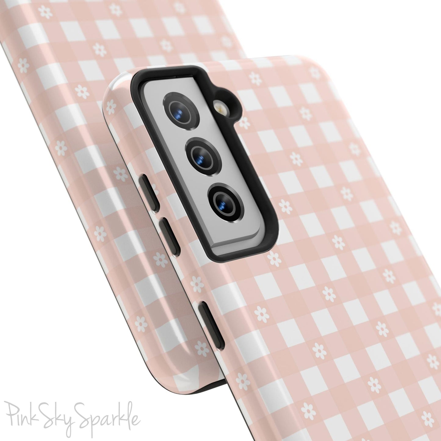 Pink Gingham and Daisy Samsung Galaxy Phone Case