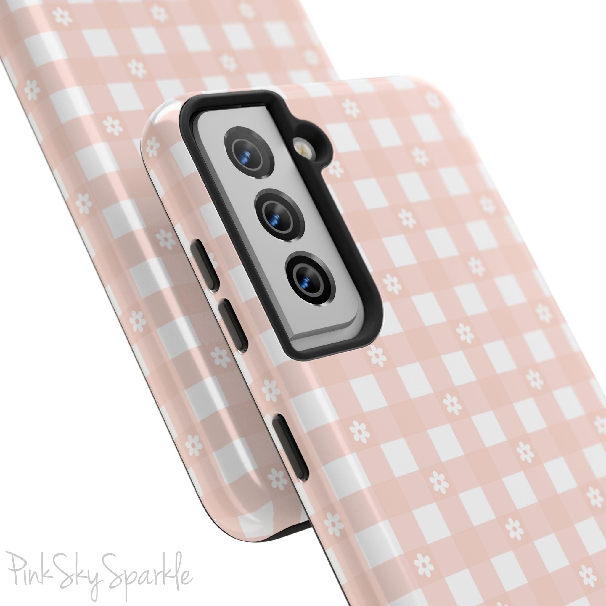 Pink Gingham and Daisy Samsung Galaxy Phone Case