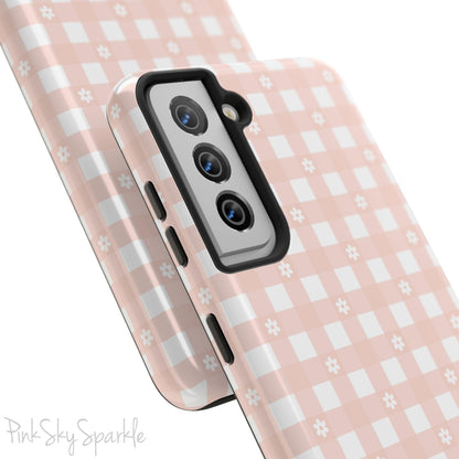 Pink Gingham and Daisy Samsung Galaxy Phone Case