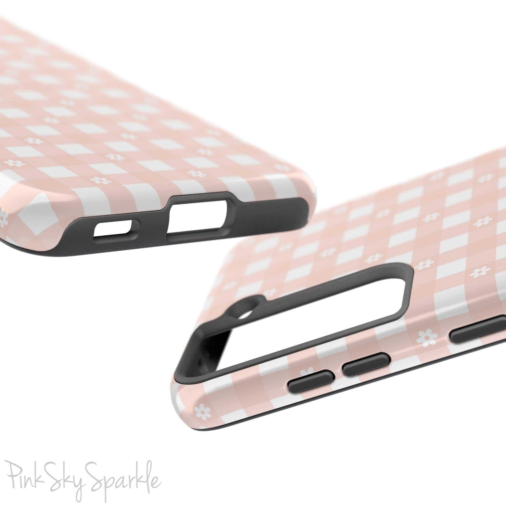 Pink Gingham and Daisy Samsung Galaxy Phone Case