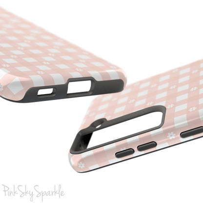 Pink Gingham and Daisy Samsung Galaxy Phone Case