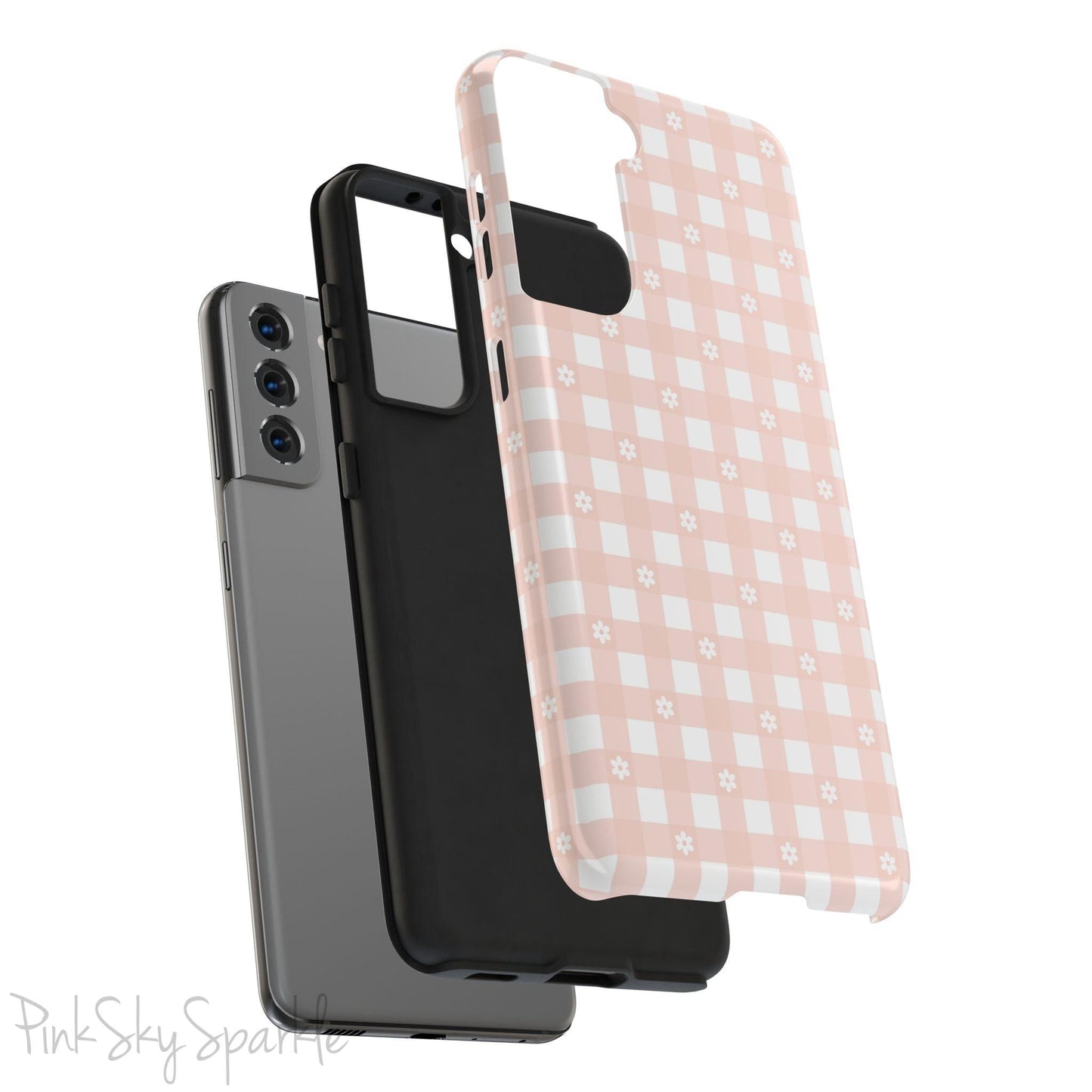 Pink Gingham and Daisy Samsung Galaxy Phone Case