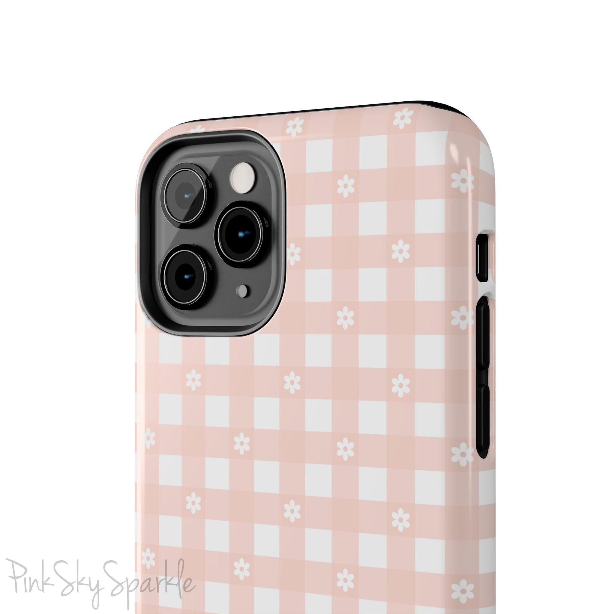 Pink Gingham and Daisy Tough iPhone Case