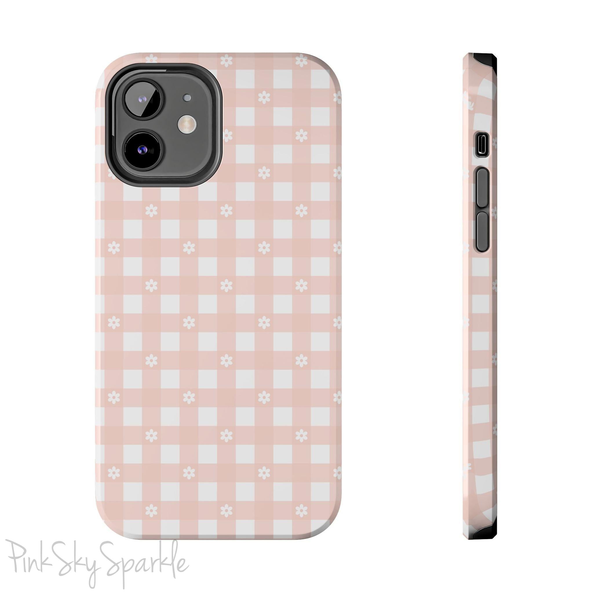 Pink Gingham and Daisy Tough iPhone Case