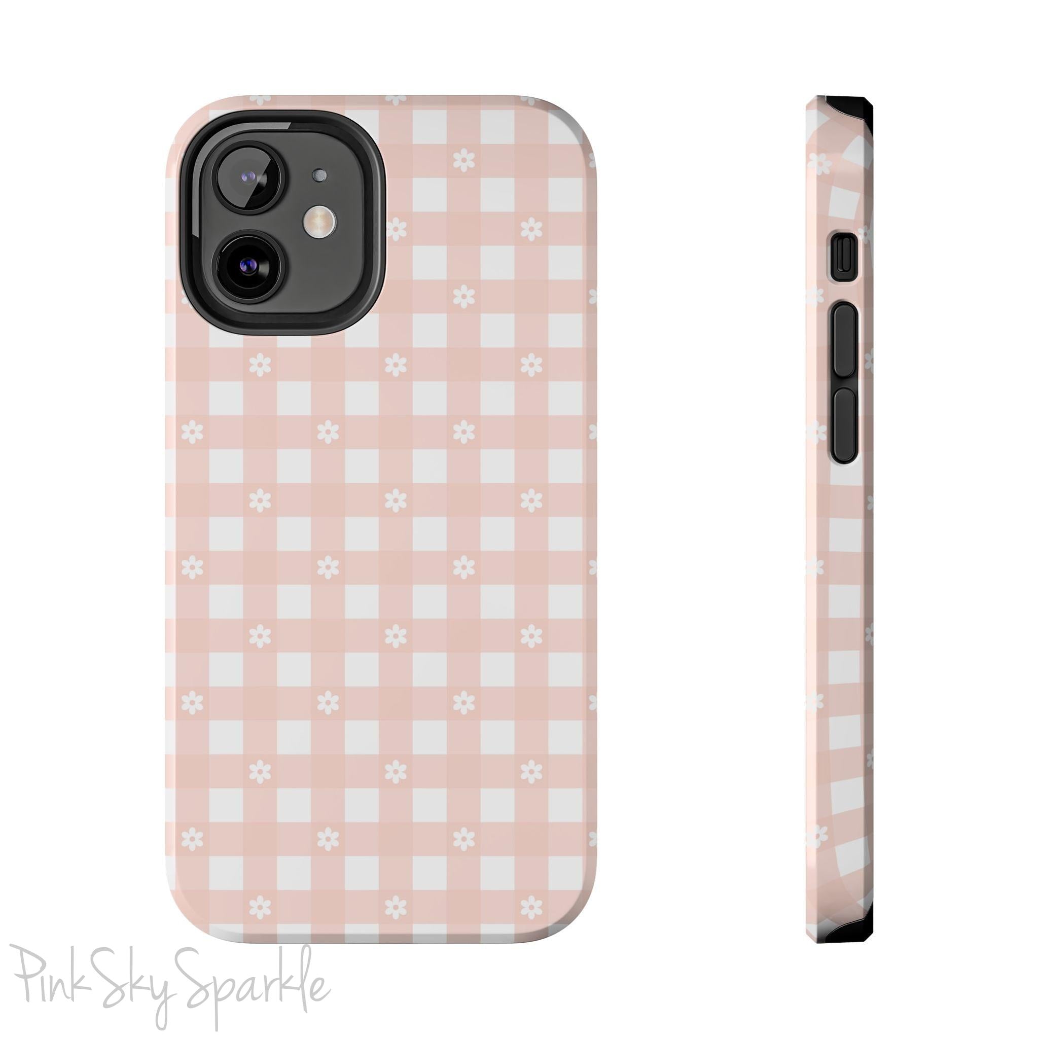 Pink Gingham and Daisy Tough iPhone Case