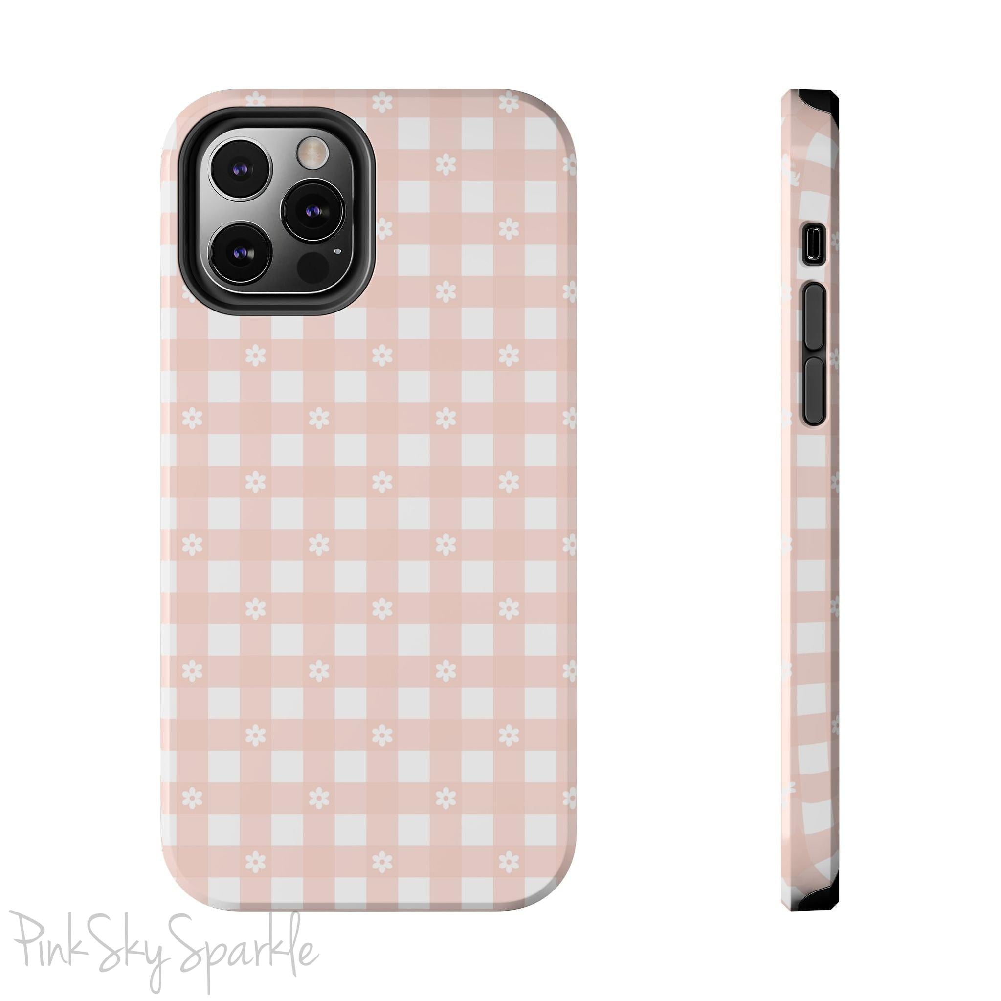 Pink Gingham and Daisy Tough iPhone Case