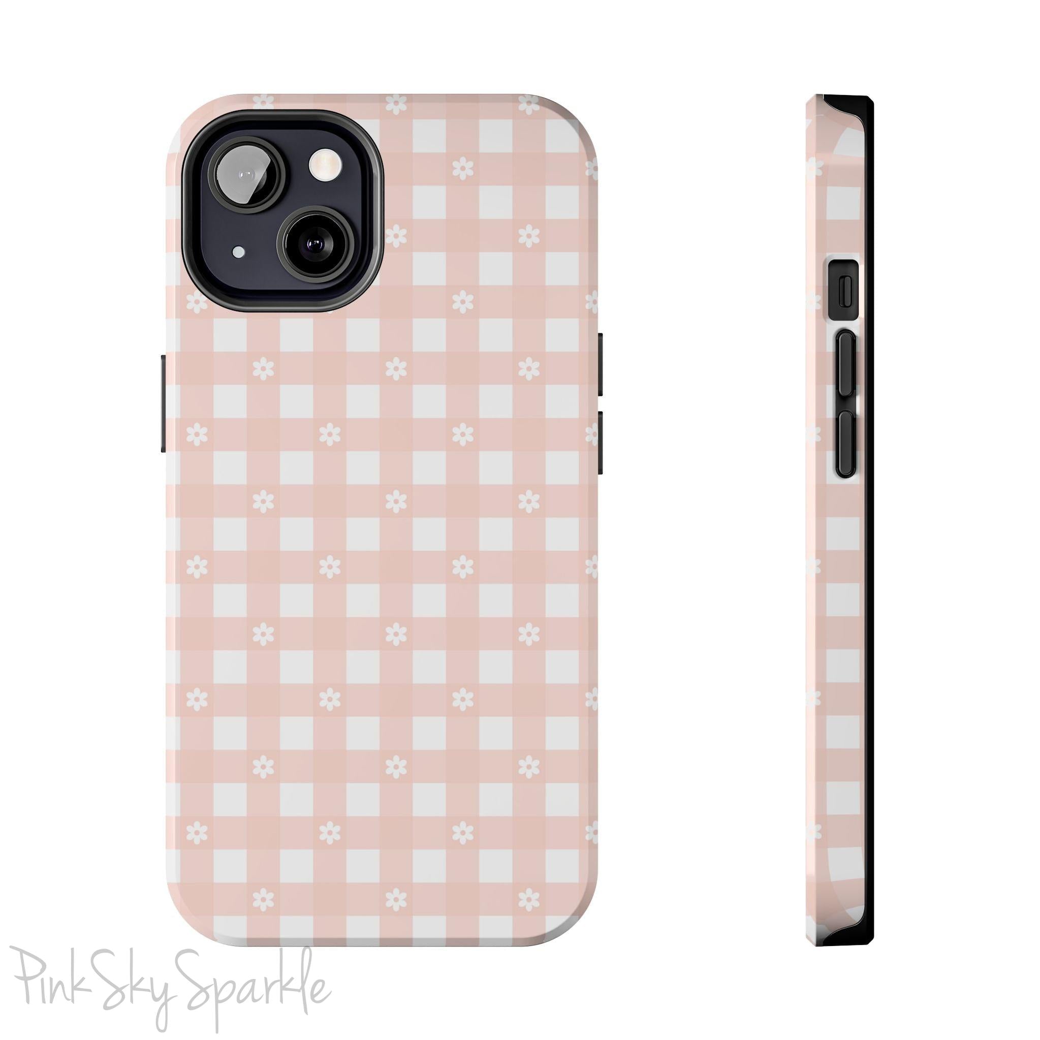 Pink Gingham and Daisy Tough iPhone Case