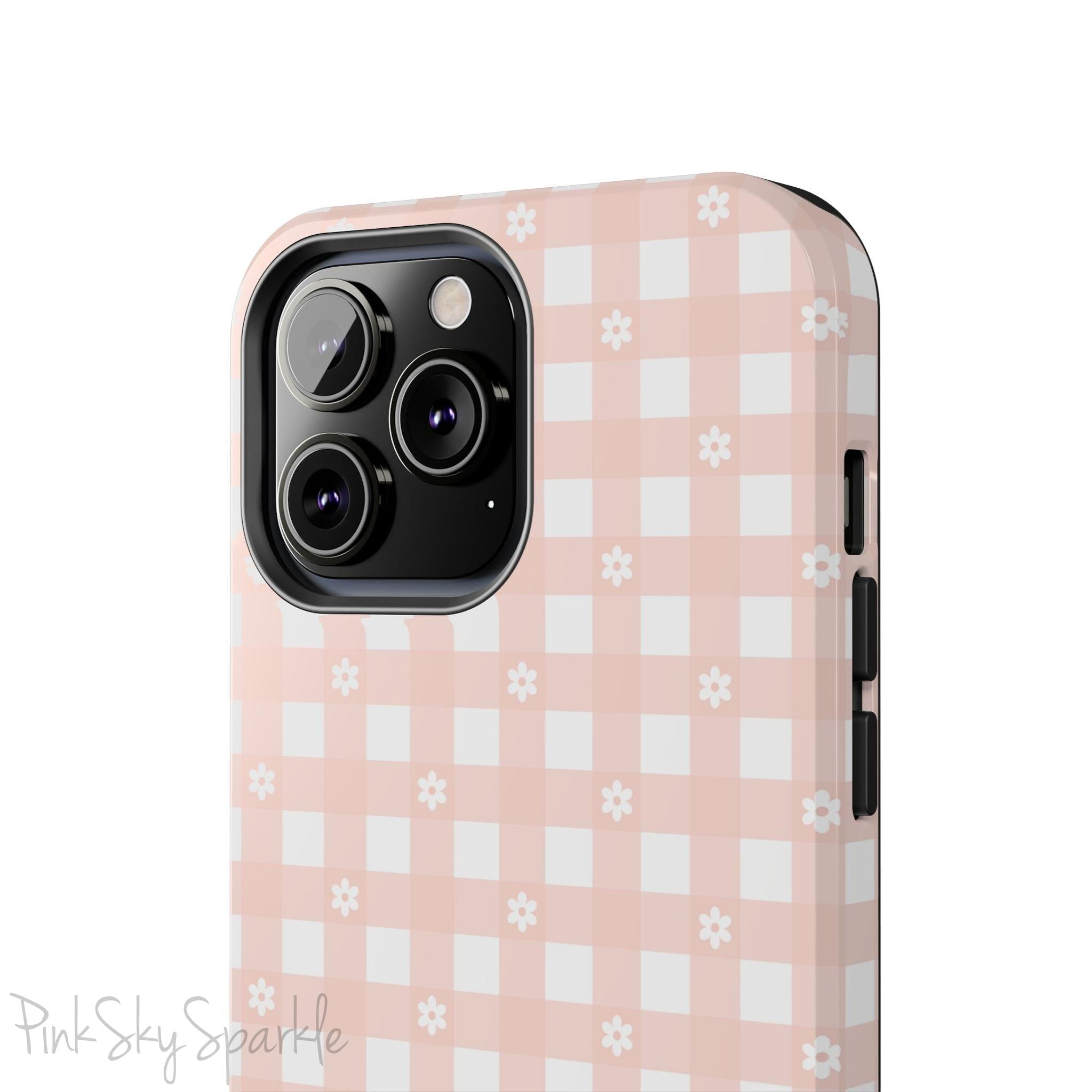 Pink Gingham and Daisy Tough iPhone Case