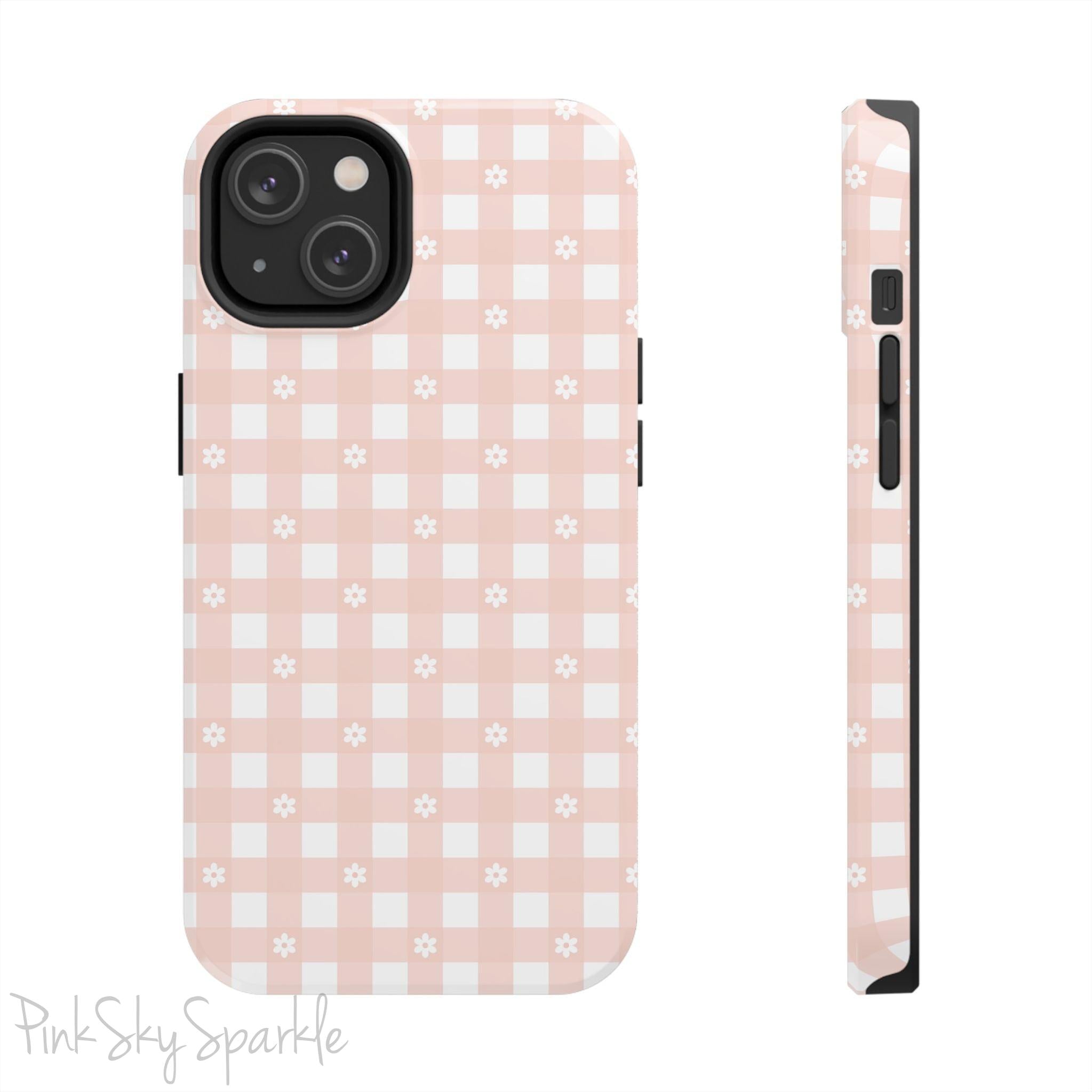 Pink Gingham and Daisy Tough iPhone Case