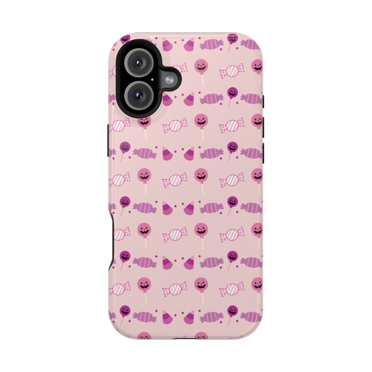 Coque magnétique pour iPhone avec motif de bonbons d'Halloween roses