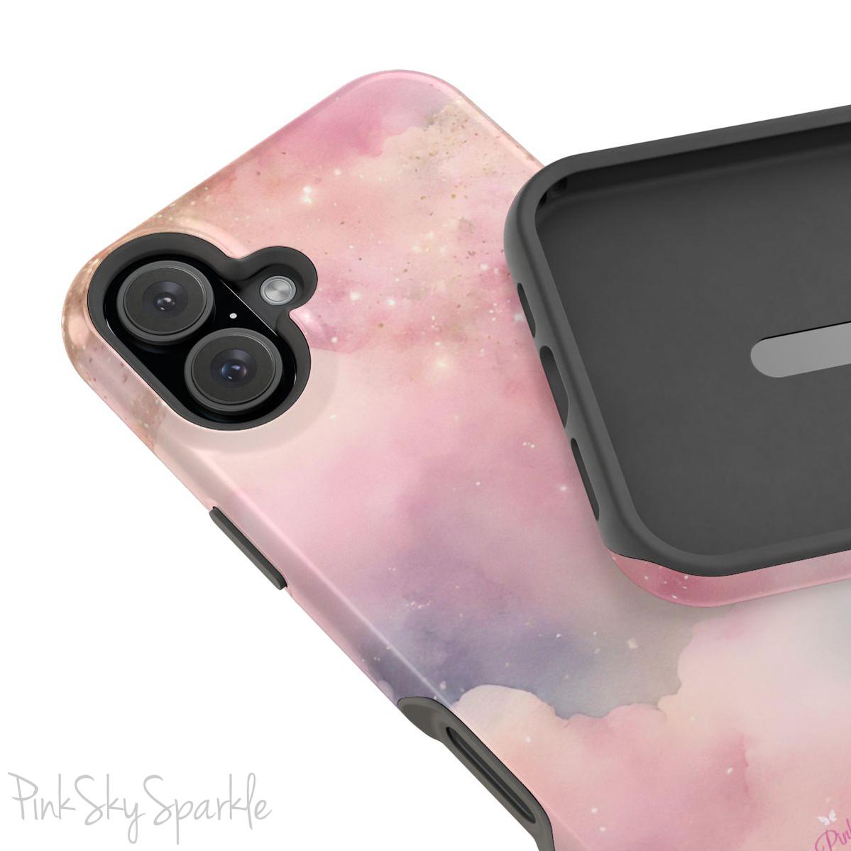 Pink Sky Magic iPhone 16 Plus Case - Pink Sky Sparkle