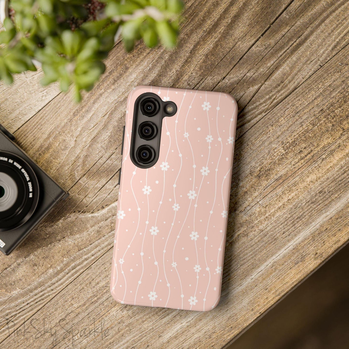 Pink Wavy Daisy Samsung Galaxy Phone Case