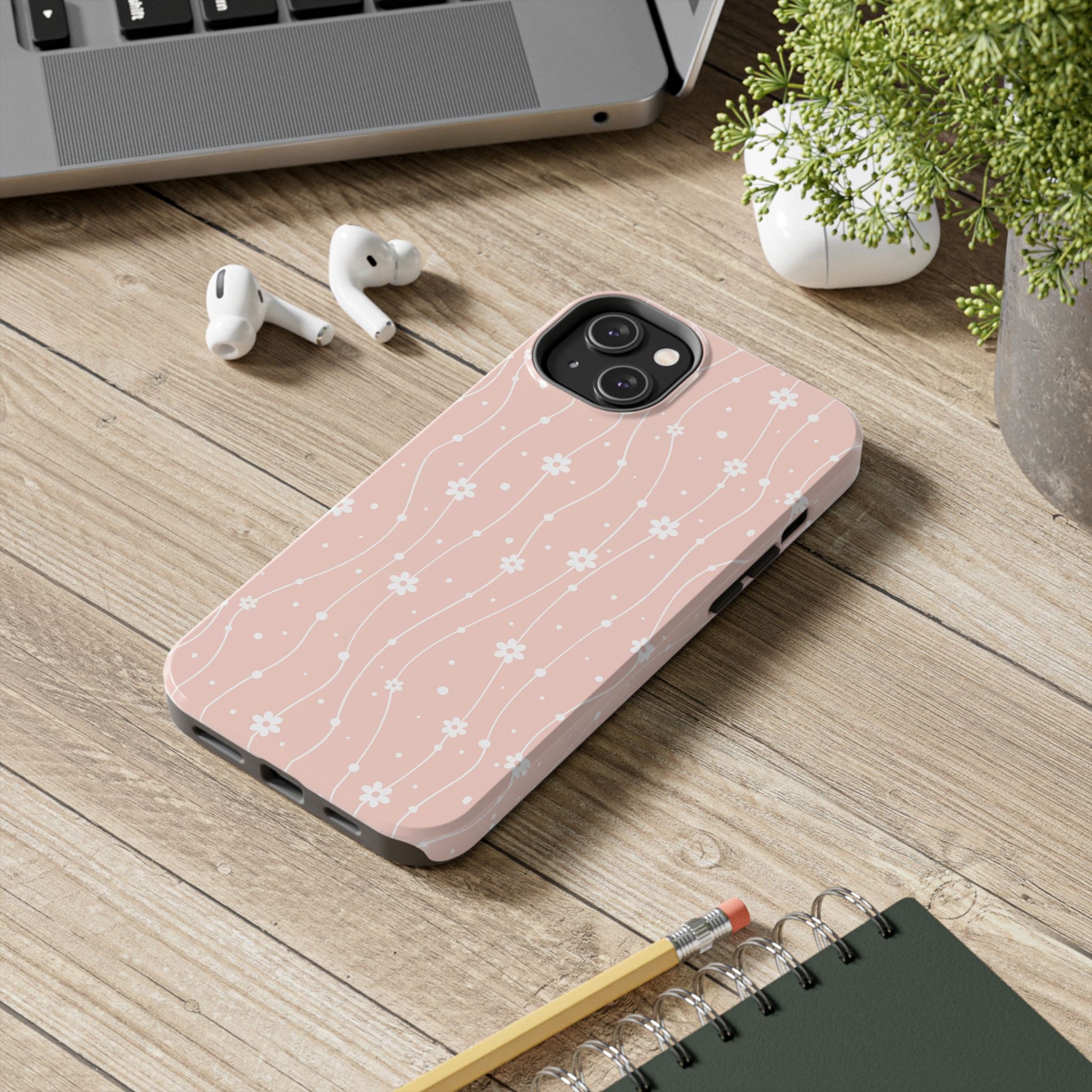 Pink Wavy Daisy iPhone Case