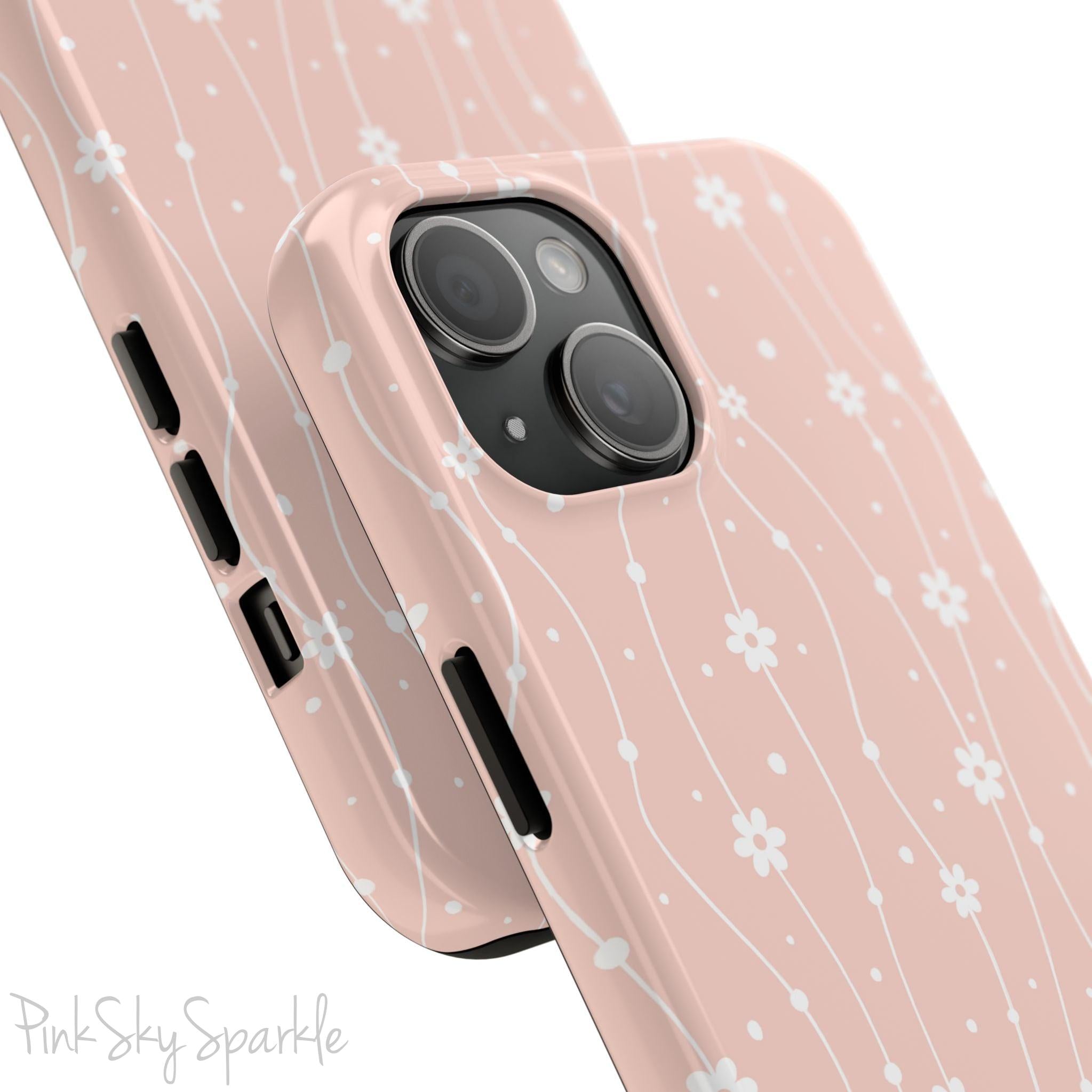 Pink Wavy Daisy iPhone Case