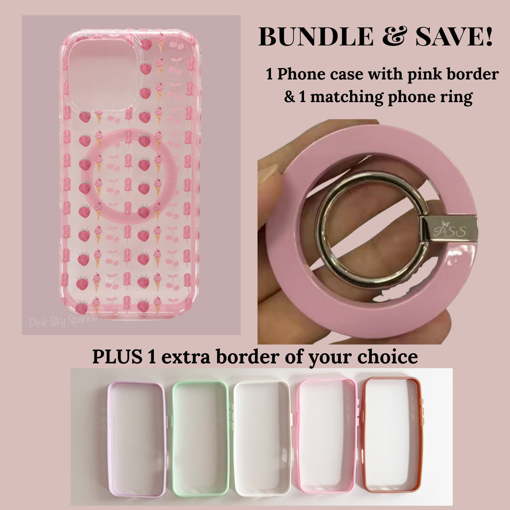 Cherry Berry Swirl Phone Case & Accessory Bundle