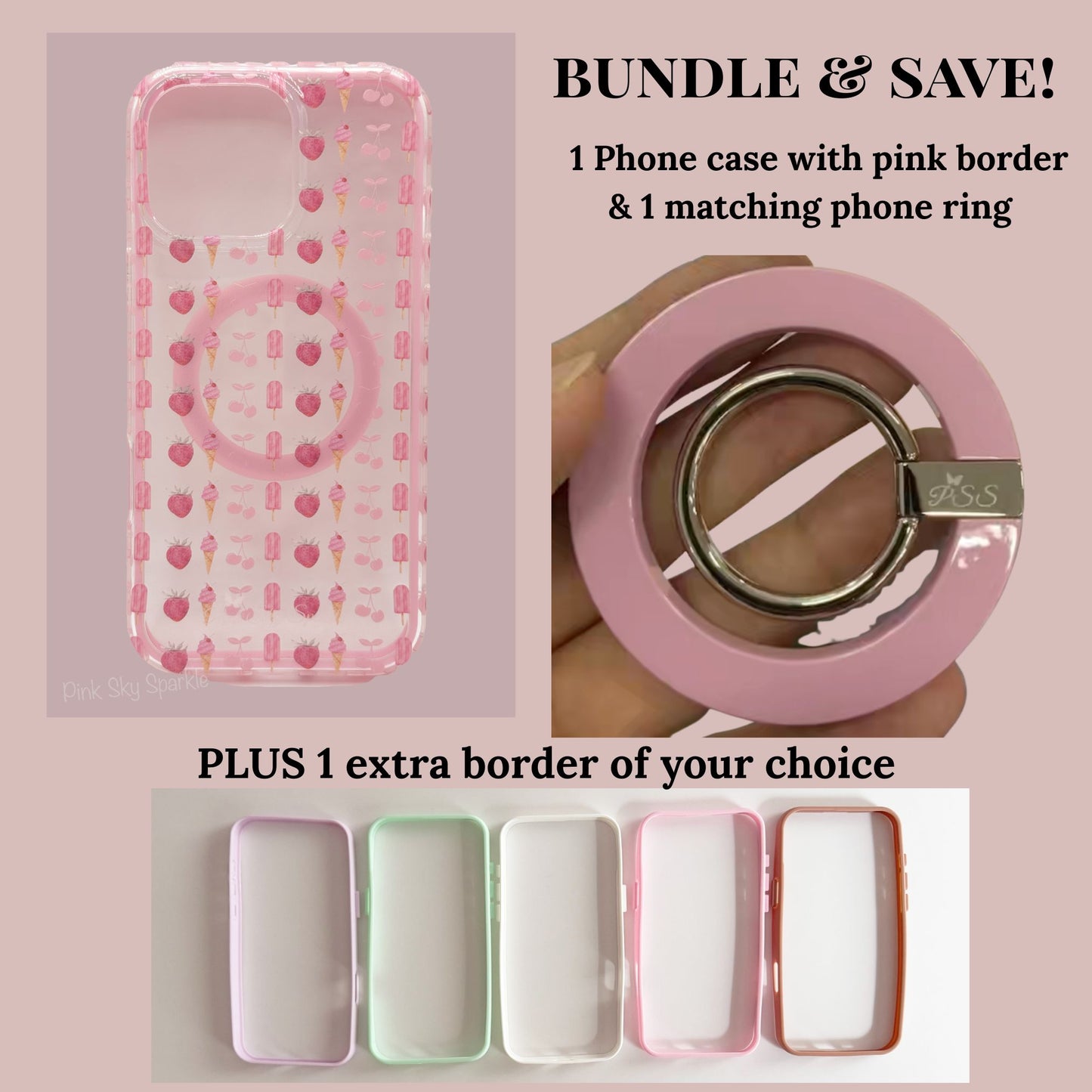 Cherry Berry Swirl Phone Case & Accessory Bundle