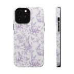 Purple French Toile Floral Rabbit Magnetic iPhone Case