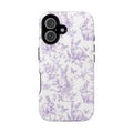 Purple French Toile Floral Rabbit Magnetic iPhone Case