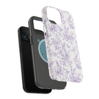 Purple French Toile Floral Rabbit Magnetic iPhone Case