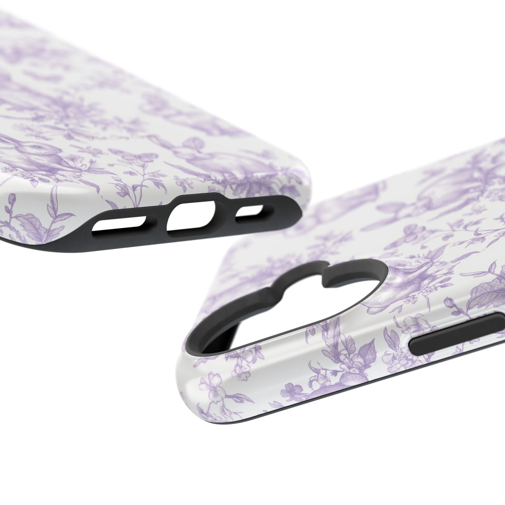 Purple French Toile Floral Rabbit Magnetic iPhone Case