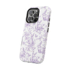 Purple French Toile Floral Rabbit Magnetic iPhone Case