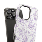 Purple French Toile Floral Rabbit Magnetic iPhone Case