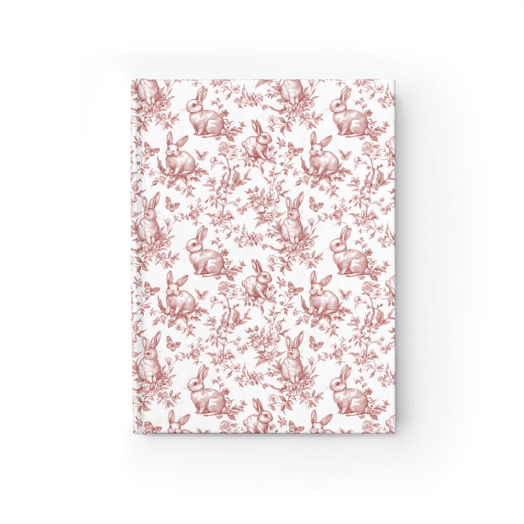 Red French Toile Rabbit Ruled Notebook Journal