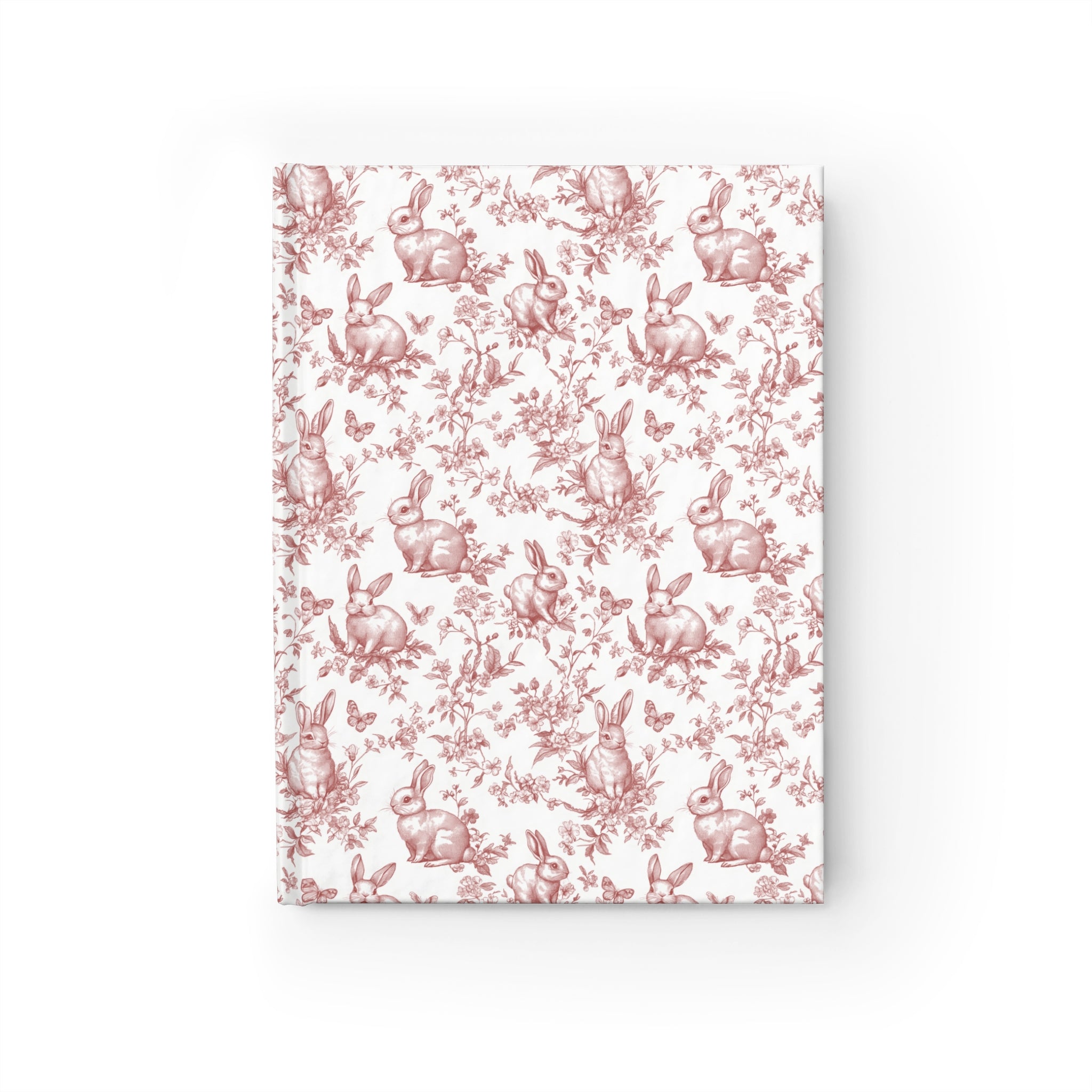 Red French Toile Rabbit Ruled Notebook Journal