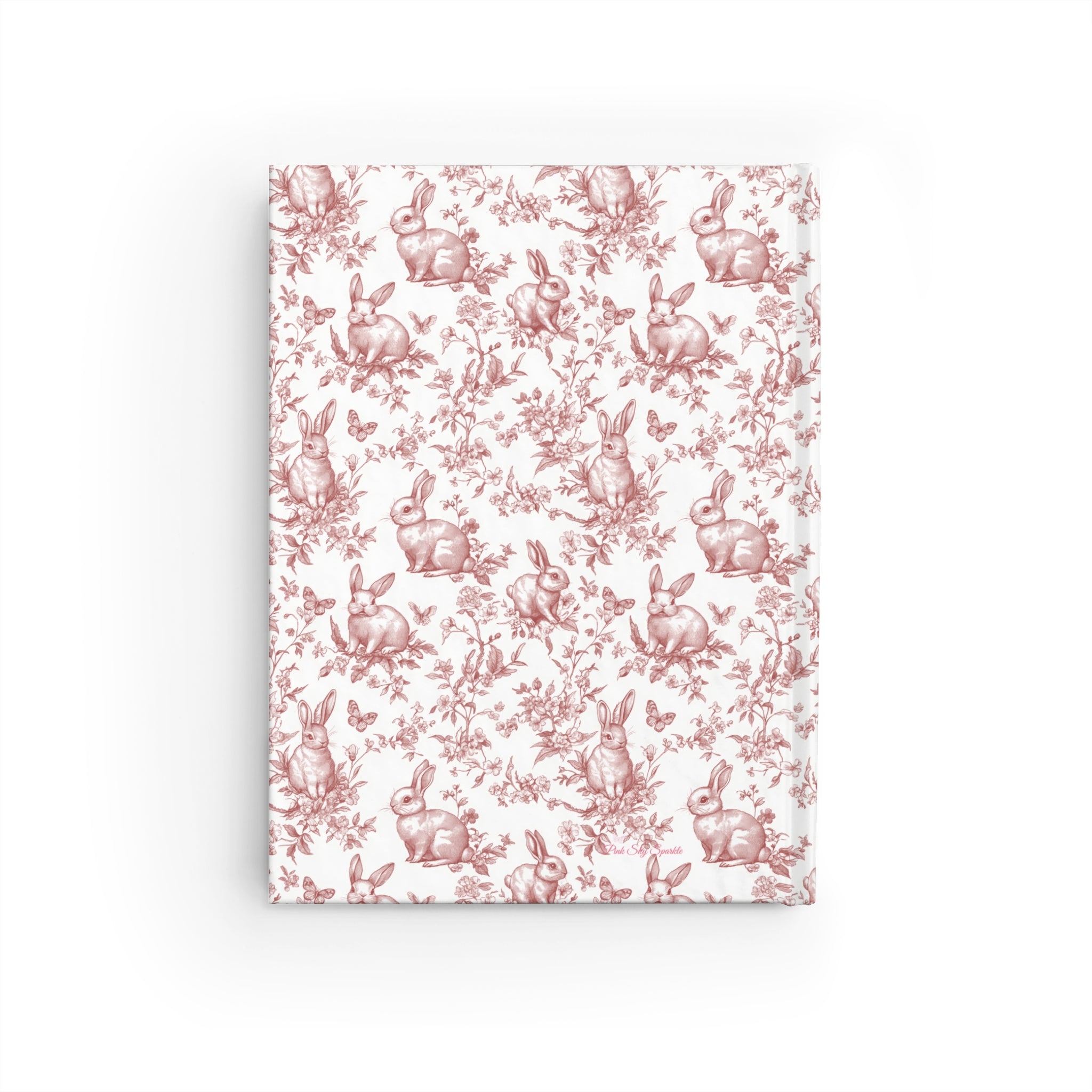 Red French Toile Rabbit Ruled Notebook Journal
