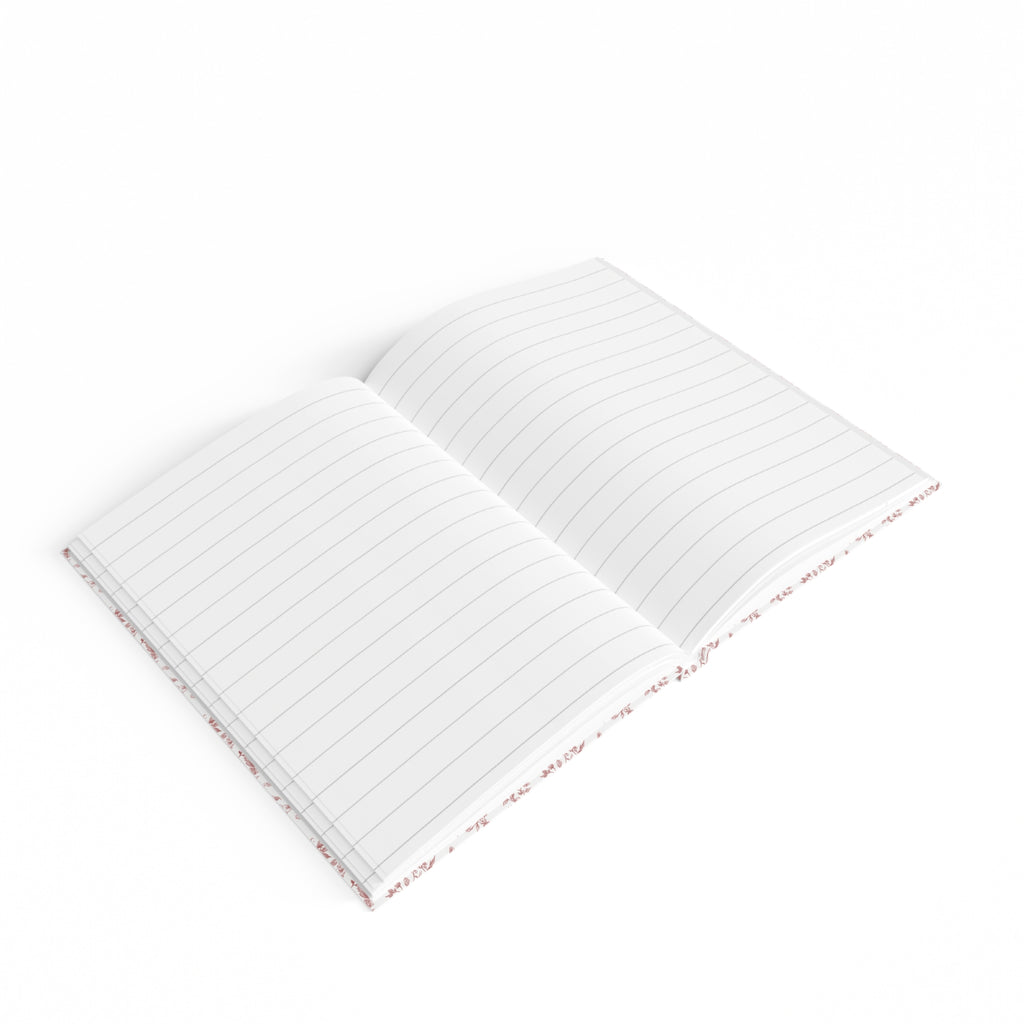 Red French Toile Rabbit Ruled Notebook Journal